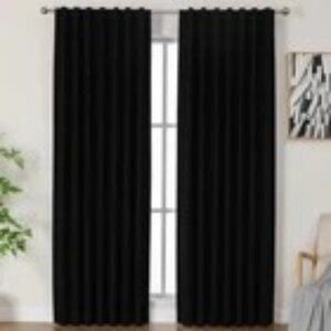 Airwill Blackout Curtains, Thermal 52W x 84L (2 panels) Black Back Tab